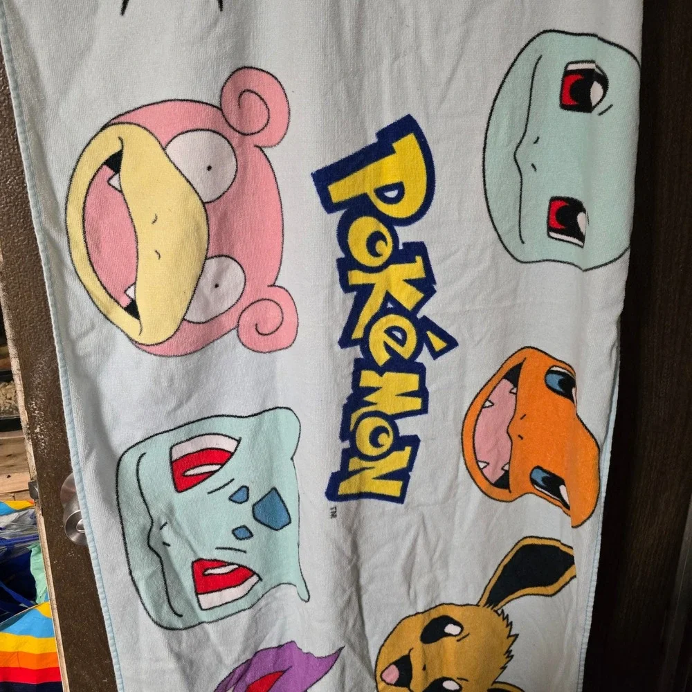 Pokemon Beach Towel Pikachu Eevee Gengar Charmander Blue Cotton 2018 Nintendo